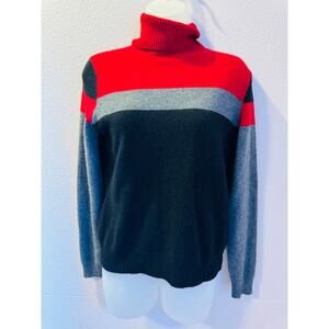 Valerie Separates 100% Cashmere Turtleneck Sweater  Black Gray Red Size M